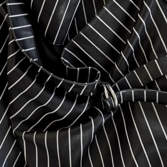 Slouchy Black and White Striped Shoulder Bag - Picture 2 of 6